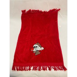 Looney Tunes Sylvester Christmas 1993 cotton hand towel 16" x 11" Holiday red